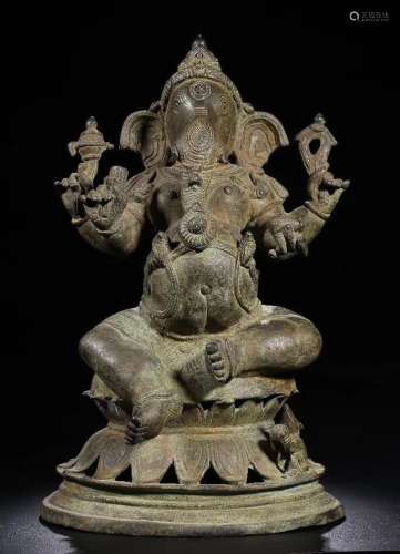 Rare Indian Bronze Figure of Ganesha