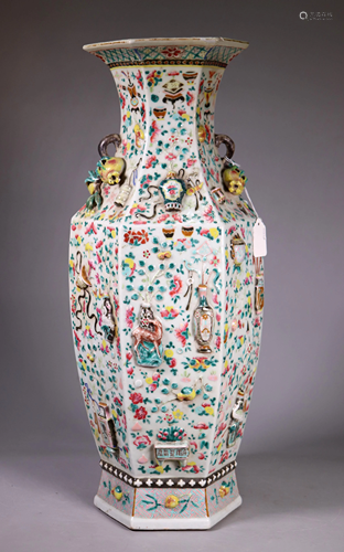 19th C Chinese Porcelain Large Hexagon Vase