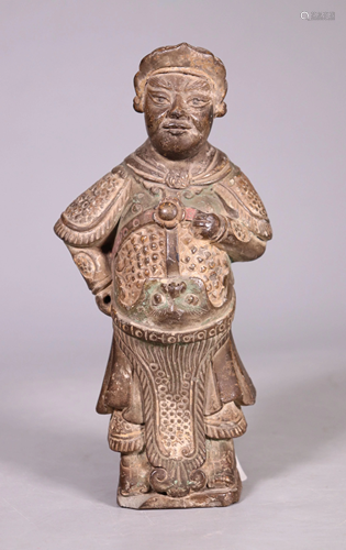 Chinese Ming Dynasty Stoneware Warrior Figure