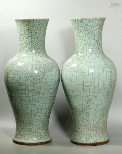 Pr Lg 19 C Chinese Guanyao Crackle Porcelain Urns