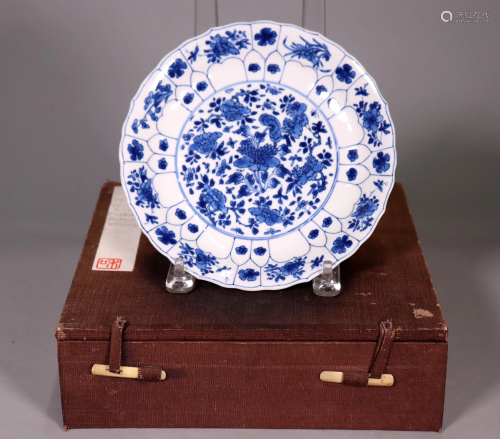 Chinese Kangxi Mark & Period Porcelain B & W Plate