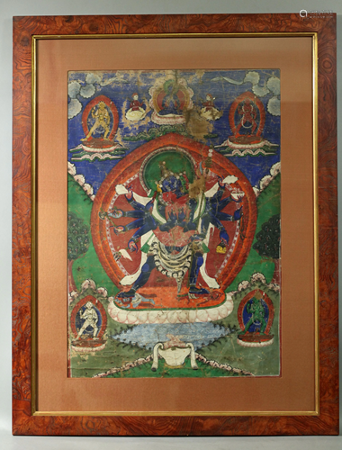 Tibetan Thangka 19 Century; Framed