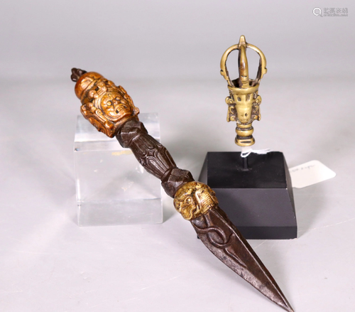 Antique Tibetan Vajra Top & Tibetan Phurba Knife