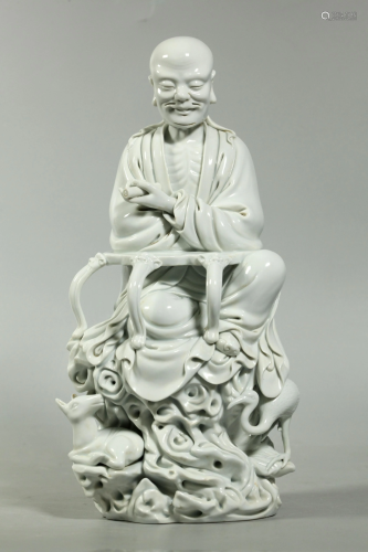Fine Chinese Blanc de Chine Porcelain Lohan Figure