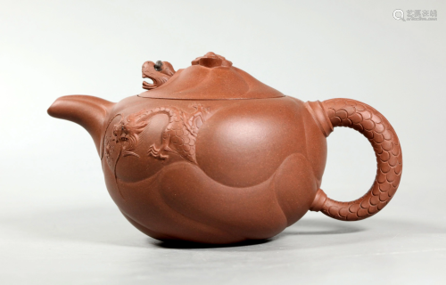 Chinese Yixing Dragon Carp Teapot; Movable Dragon