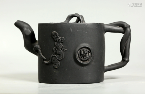 Chinese Black Yixing 3 Friends of Winter Teapot