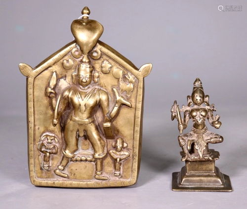 2 Bronzes - India Votive Figure & Votive Plaque