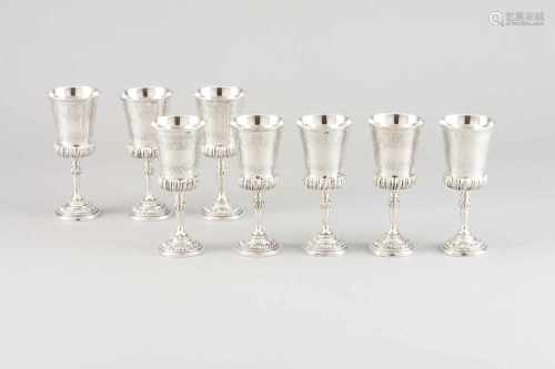 A set of eight drinking glasses