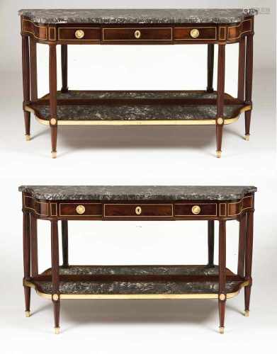 A pair of desert console tables