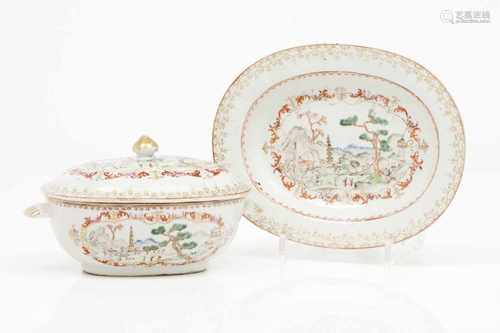 Tureen with cover and tray