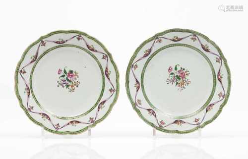 A pair of scalloped border plates