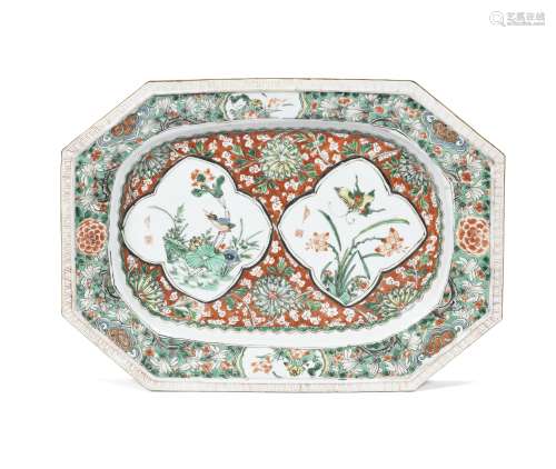 A famille verte octagonal tray Kangxi period