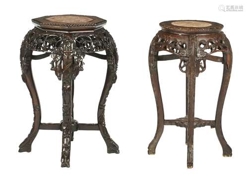 Two marble topped small jardinière stands 19th century (2)