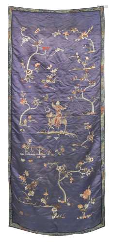 An embroidered silk-embroidered hanging 19th century