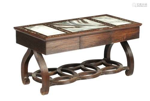 A huali low table with marble inset top 19th/20th century