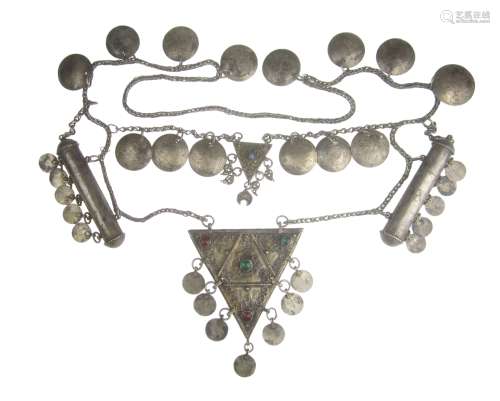 A Turkman white-metal necklace Circa 1900