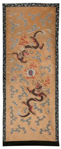 A silk-embroidered panel Late 19th century