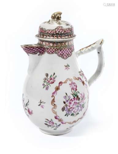 A famille rose porcelain coffee pot and cover 18th century