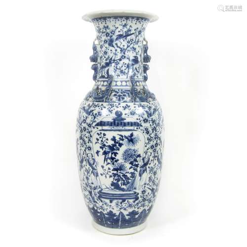 A large blue and white vase Late 19th century