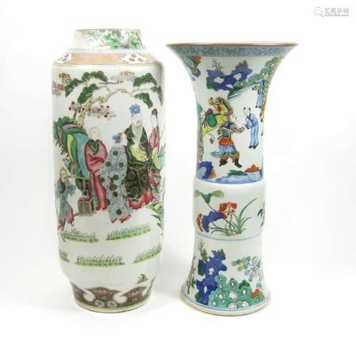 A famille vert vase; together with another vase 19th/20th century (2)
