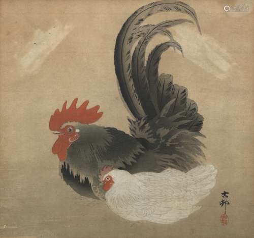 Cockerel and Hen Ohara Koson (1878-1945), Showa era