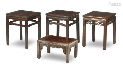 Three hongmu stands and one low table/stand First half 20th century (4)