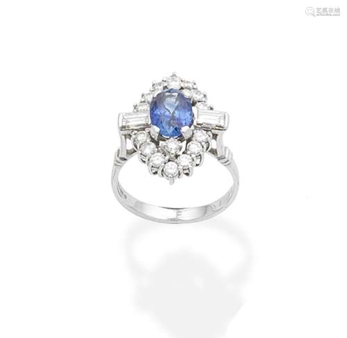 A sapphire and diamond cluster ring, 1975