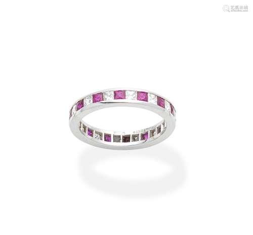 A ruby and diamond eternity ring
