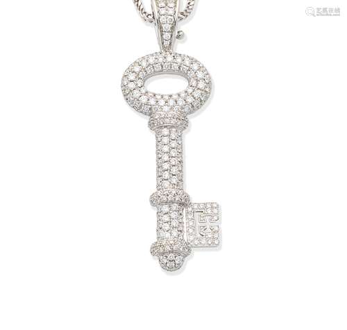 A diamond key pendant necklace, by Theo Fennell