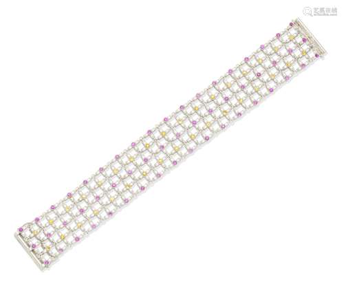 A sapphire and diamond bracelet