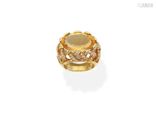 A citrine and diamond dress ring