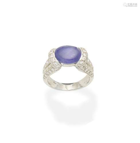 A star sapphire and diamond ring