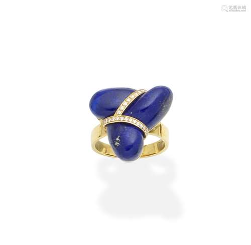 A lapis lazuli and diamond ring, by Geoffrey Rowlandson,