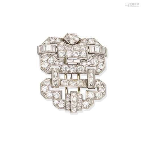 An Art Deco diamond clip brooch,