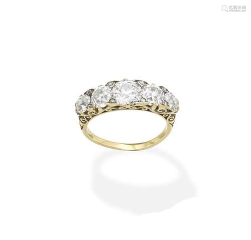 A diamond five-stone ring