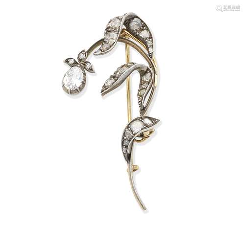 A diamond flower brooch,