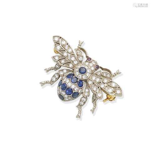 A gem-set bee brooch