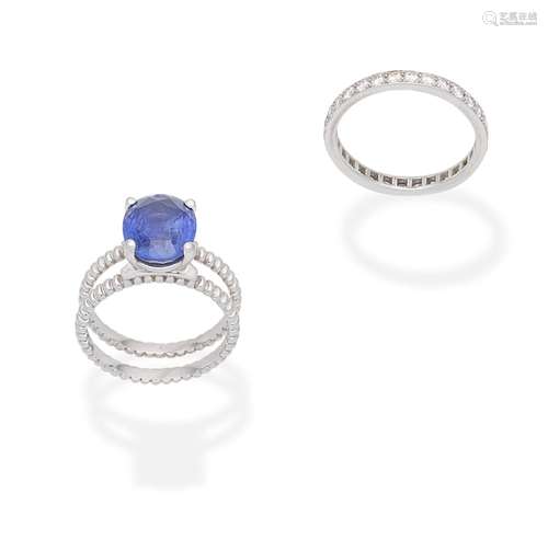 A sapphire ring and a diamond eternity ring (2)