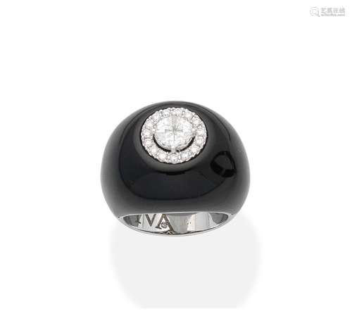 An onyx and diamond ring, by Viva