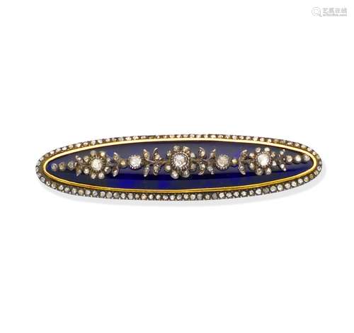 A late 18th century/early 19th century blue glass and diamond brooch