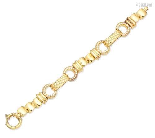 A fancy-link diamond bracelet