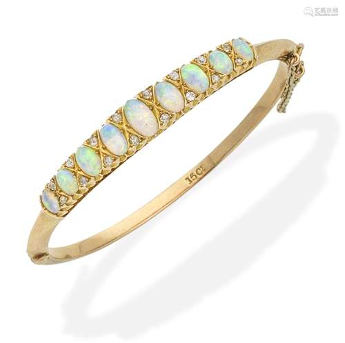 An opal and diamond bangle,