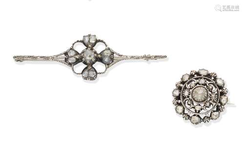 Two diamond brooches (2)