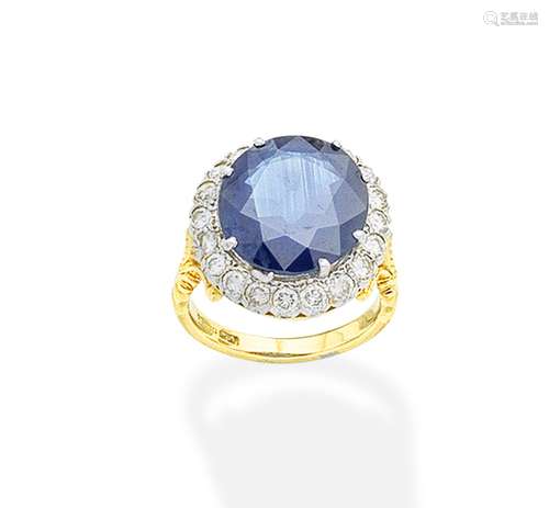 A sapphire and diamond cluster ring