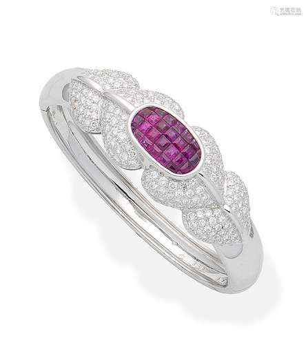 A ruby and diamond bangle