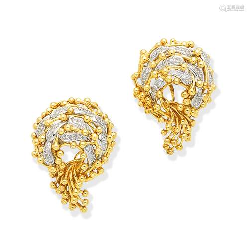 A pair of diamond earrings