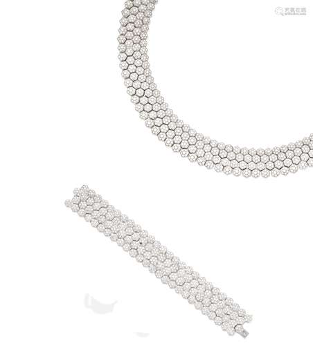 A diamond collar and bracelet suite (2)