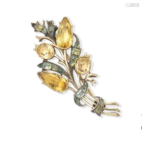 An 18th century gem-set spray brooch