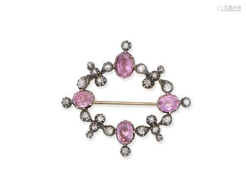 A 19th century topaz, rock crystal and diamond brooch