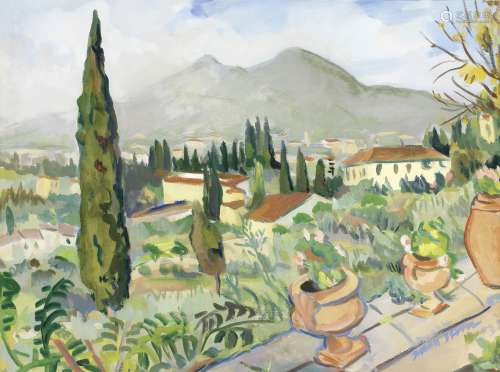 Irma Stern (South African, 1894-1966) The view from an Italian terrace